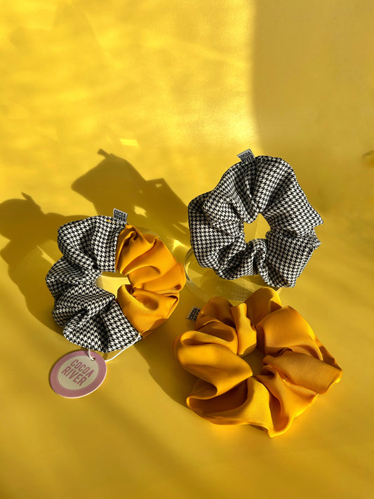 Canary & Houndstooth- Scrunchie 3 Set