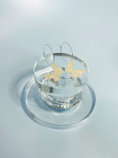 Subtle Lace Butterfly Hoops (.925s)