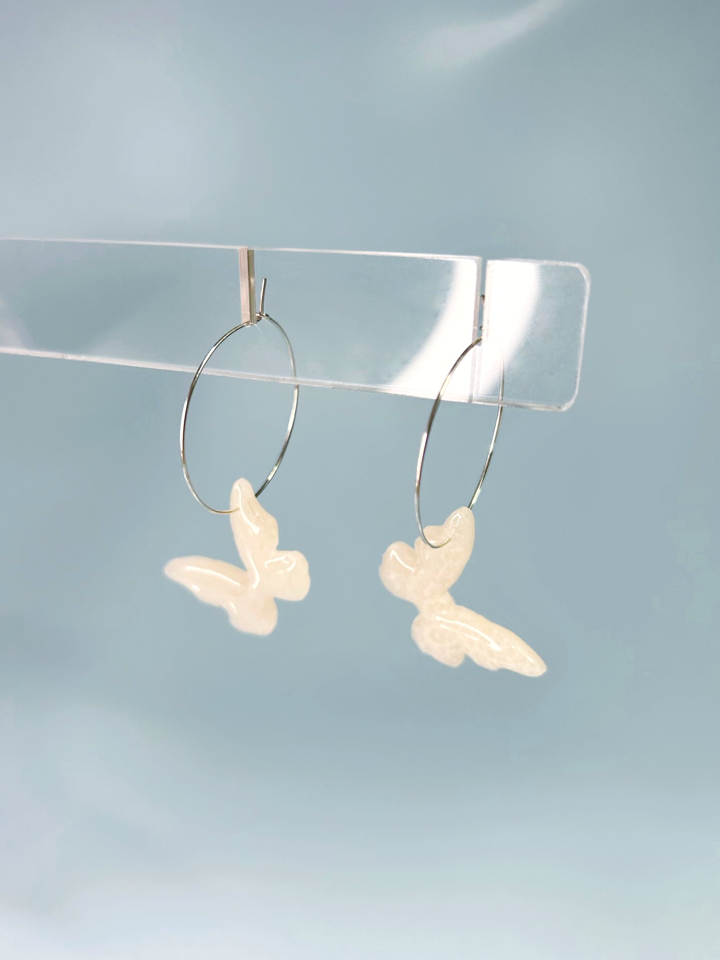 Subtle Lace Butterfly Hoops (.925s)