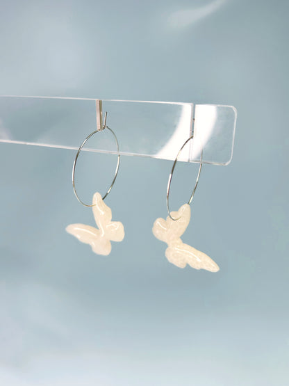 Subtle Lace Butterfly Hoops (.925s)