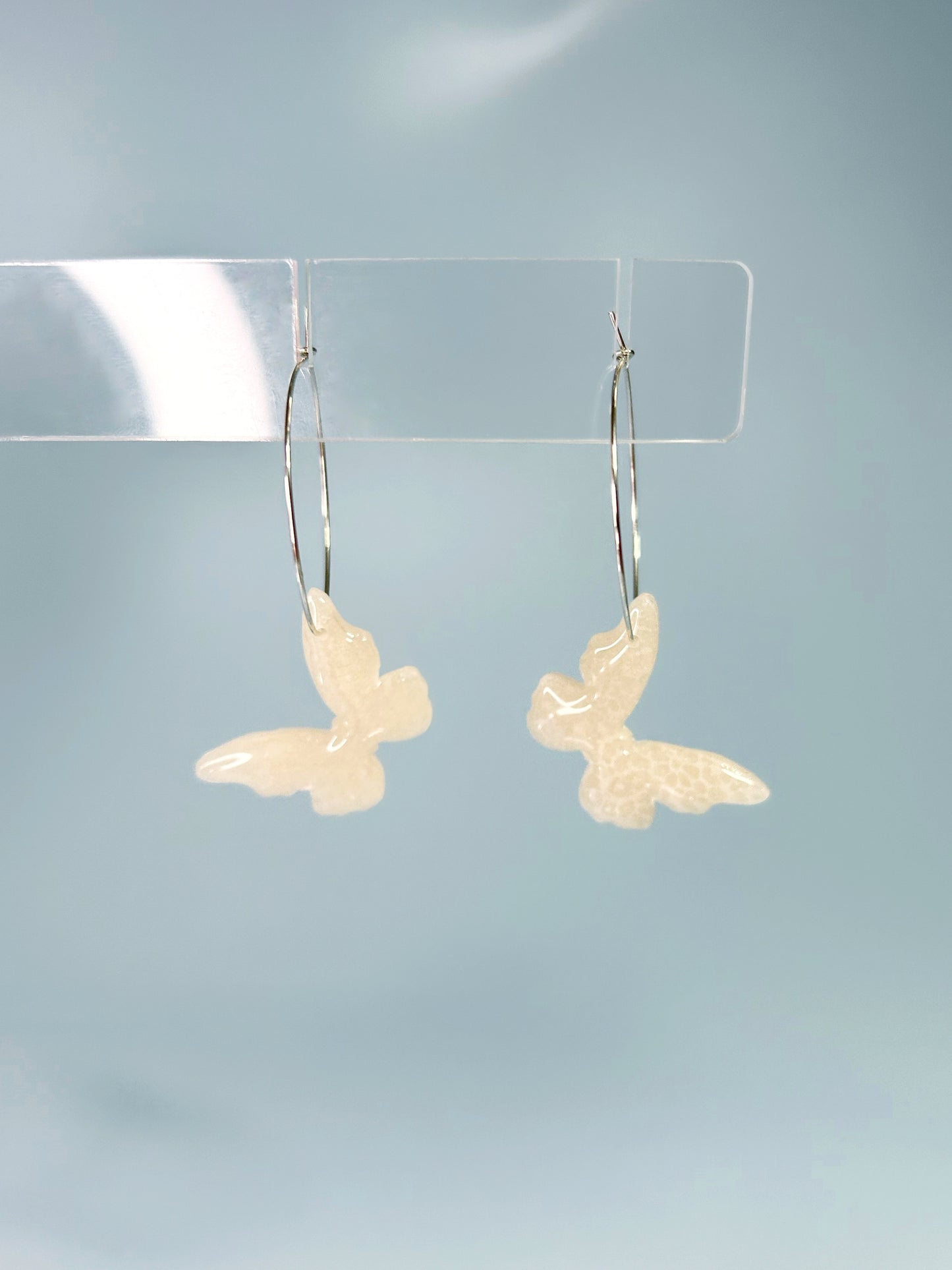 Subtle Lace Butterfly Hoops (.925s)